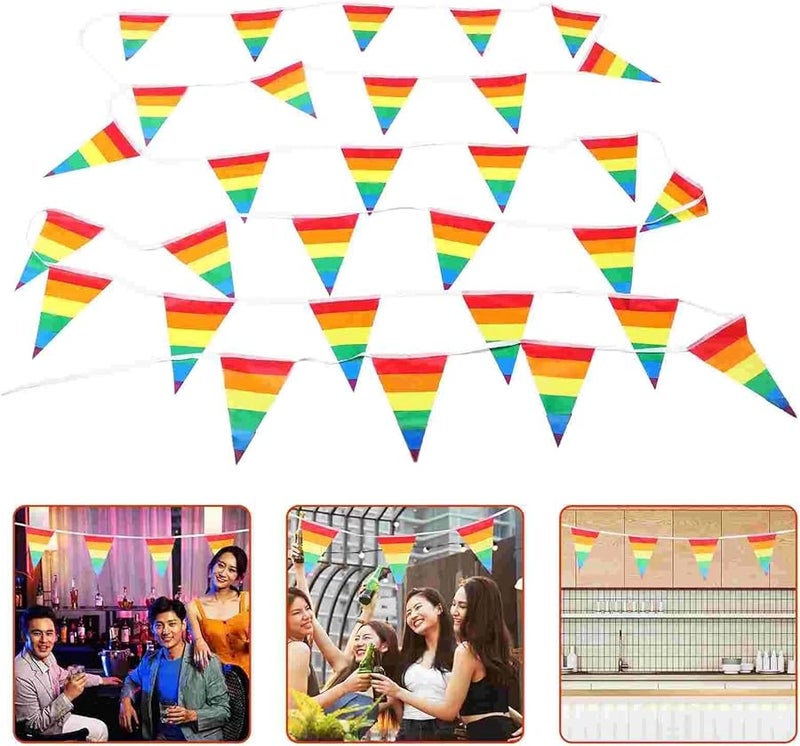 2pcs 100m Triangle Banner Flags Fabric Bunting For Birthday Wedding Festival Outdoor Lawn Yard - Image 2